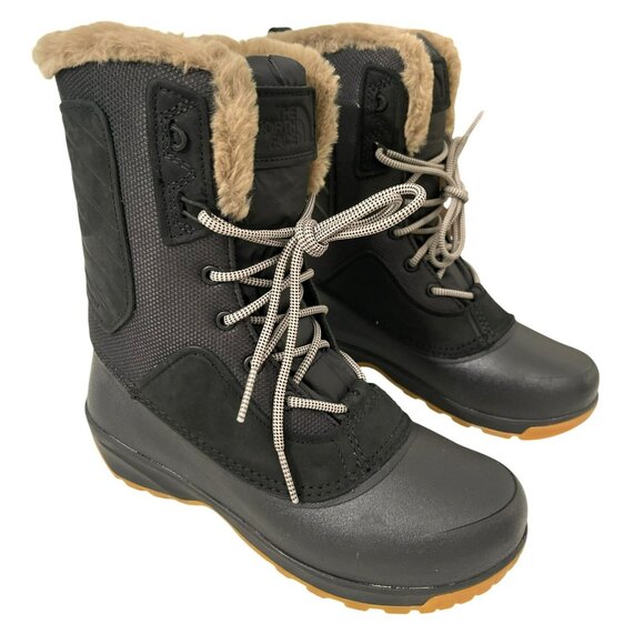 The North Face Waterproof Shellista IV Black Winter Boots Faux Fur Size 8 NEW - Picture 1 of 11